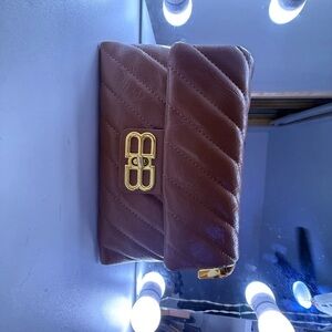 Brown Quilted Leather Clutch
